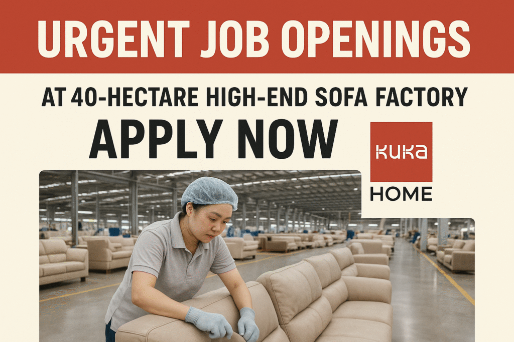Urgent Job Openings at 40-Hectare High-End Sofa Factory – Apply Now at KUKA HOME! KUKA HOME